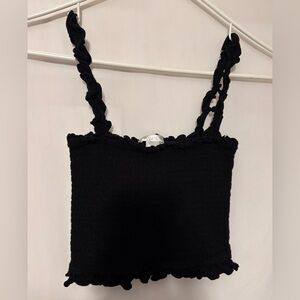 Bozzolo Black Smocked Ruffled Camisole